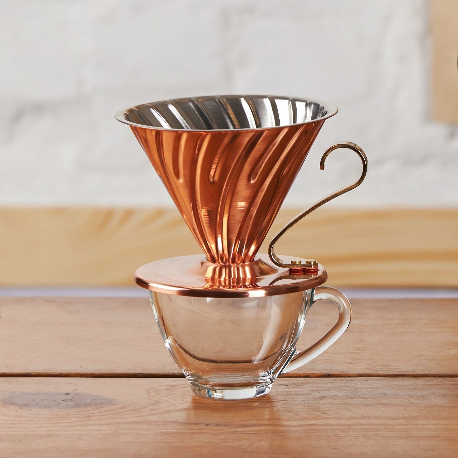 Hario V60 02 Copper Pourover Single Serve Coffee Maker Glass